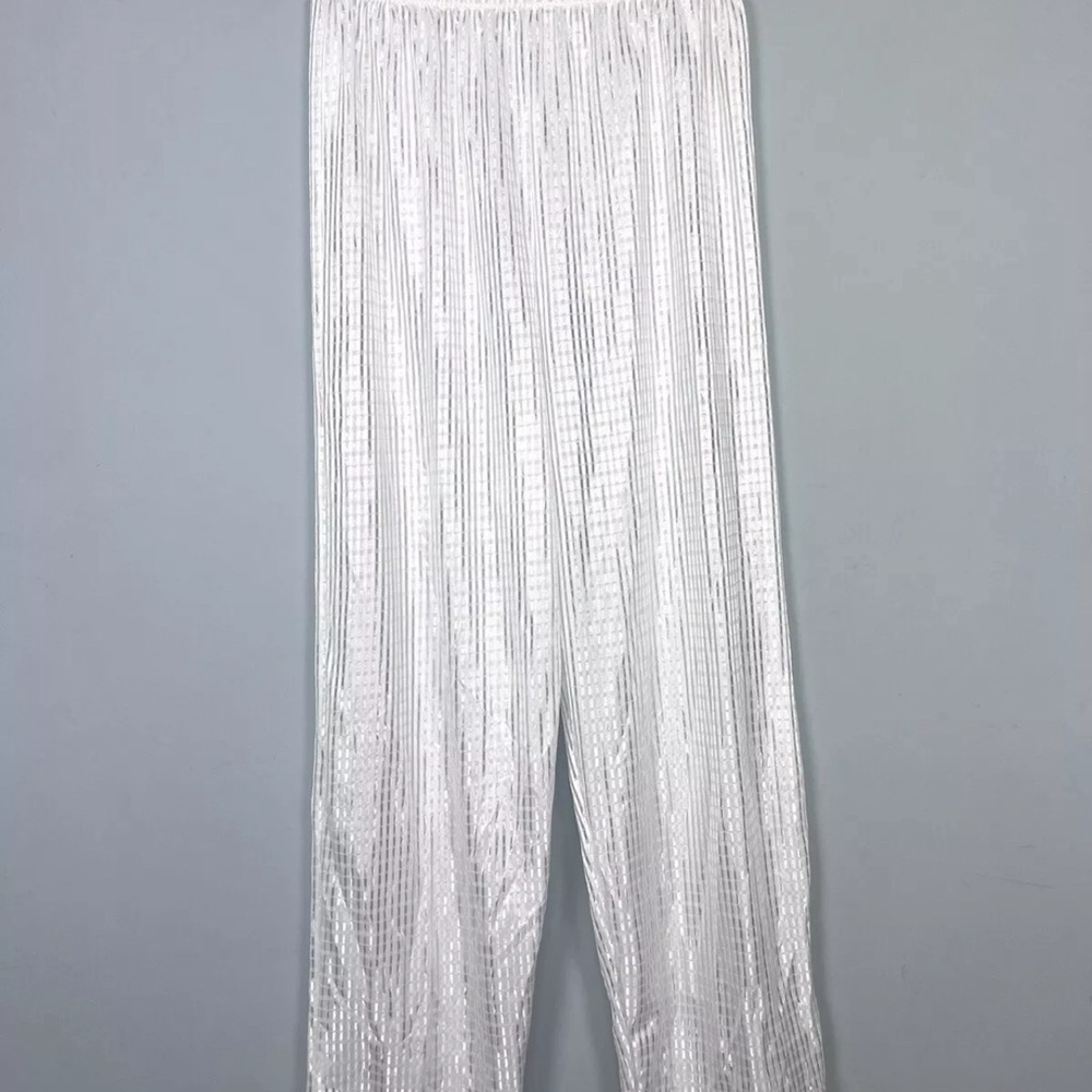 VTG Fredericks of Hollywood White Pants Size L Sheer Shiny High-Waisted Lingerie